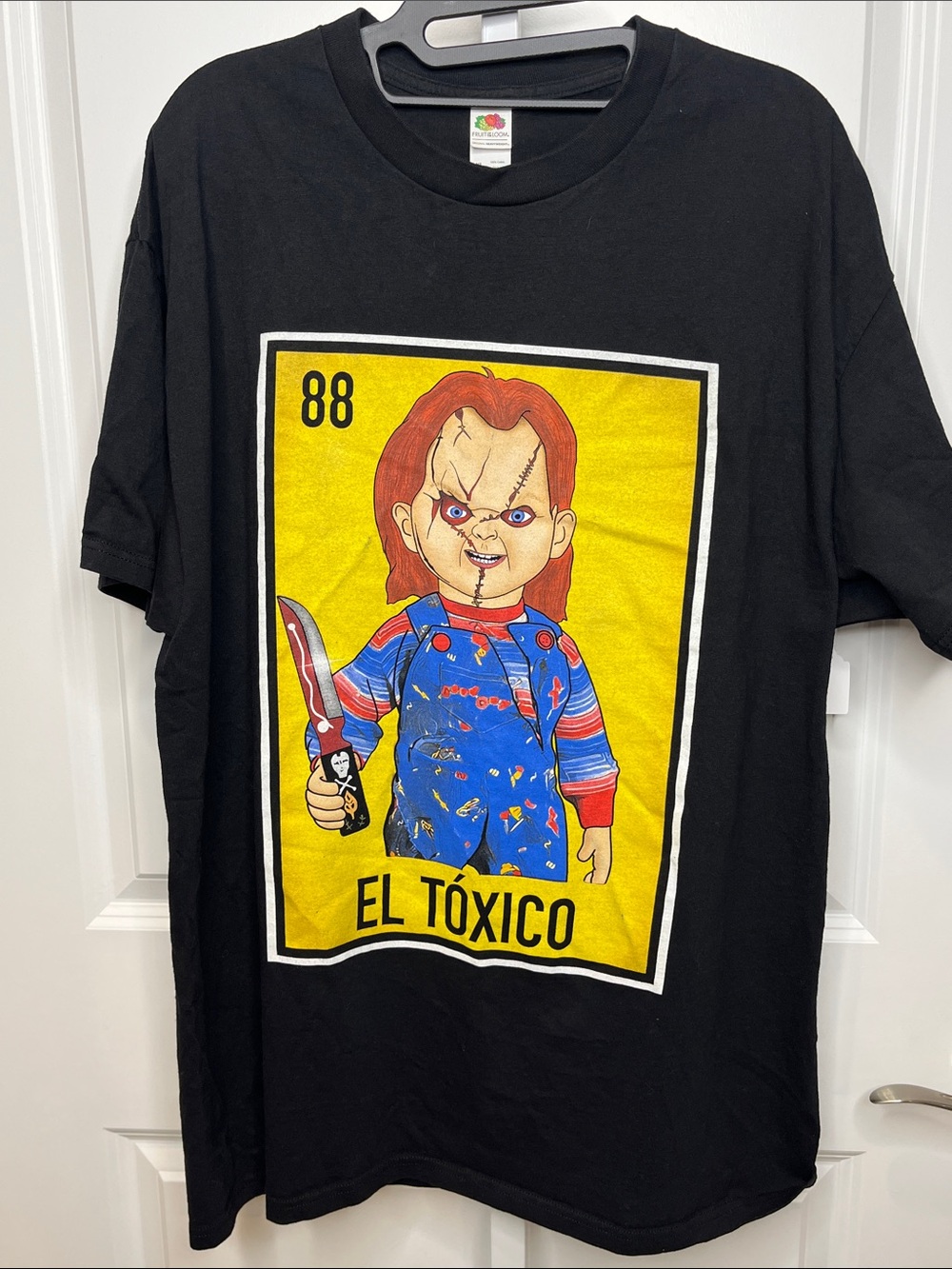 Fruit of the Loom Black Men’s ‘El Tóxico' Graphic Tee Halloween Chucky XL